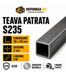 Teava patrata 30 x 30 x 2 mm, 6 metri